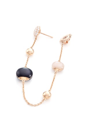 Detail View - Click To Enlarge - ROBERTO COIN - Diamond jade 18k rose gold beaded chain drop earrings
