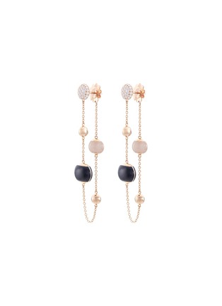 Main View - Click To Enlarge - ROBERTO COIN - Diamond jade 18k rose gold beaded chain drop earrings