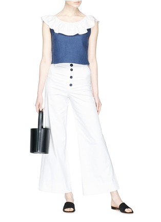 Figure View - Click To Enlarge - STAUD - 'Anchor' ruffle trim sleeveless cropped top