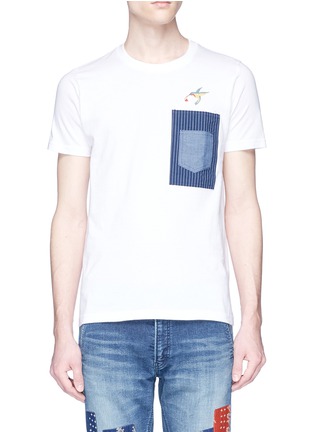 Main View - Click To Enlarge - FDMTL - Hummingbird embroidered layered pocket T-shirt