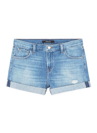 Main View - Click To Enlarge - J BRAND - 'Johnny' rolled cuff ripped denim shorts