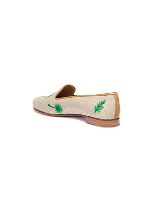 Detail View - Click To Enlarge - STUBBS & WOOTTON - 'Fronds' palm embroidered basketweave slip-ons