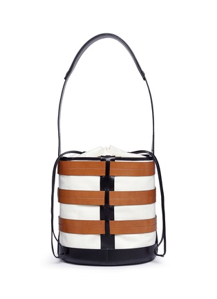 Main View - Click To Enlarge - TRADEMARK - 'Hesse' caged leather canvas bucket bag