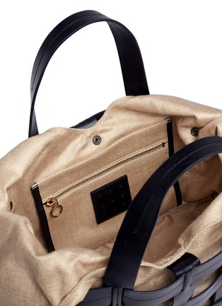 Detail View - Click To Enlarge - TRADEMARK - 'Fern' caged leather canvas bag