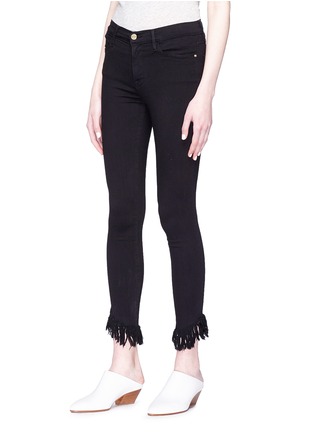 Front View - Click To Enlarge - FRAME - 'Le High Skinny' shredded cuff cropped jeans