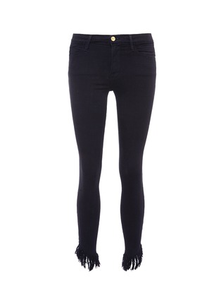 Main View - Click To Enlarge - FRAME - 'Le High Skinny' shredded cuff cropped jeans