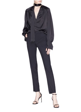 Figure View - Click To Enlarge - LANVIN - Satin trim wool suiting pants