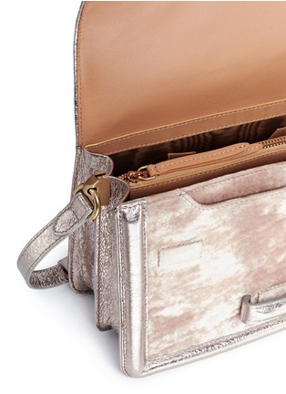 Detail View - Click To Enlarge - DRIES VAN NOTEN - Metallic leather trim velvet crossbody bag