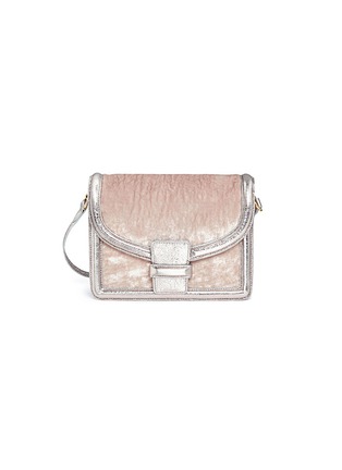 Main View - Click To Enlarge - DRIES VAN NOTEN - Metallic leather trim velvet crossbody bag