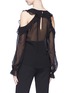 Back View - Click To Enlarge - 72723 - Ruffle cold shoulder organza panel silk georgette blouse