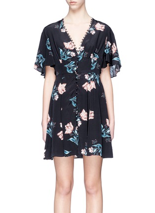 Main View - Click To Enlarge - 72723 - 'Piper' floral print ruffle silk georgette mini dress