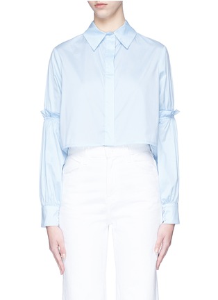 Main View - Click To Enlarge - 72723 - Gathered sleeve cropped poplin shirt