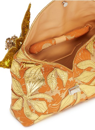 Detail View - Click To Enlarge - DRIES VAN NOTEN - Jewelled fringe mini floral jacquard bag