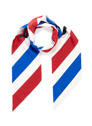 Main View - Click To Enlarge - BALENCIAGA - 'Bazar' logo print stripe silk twill scarf
