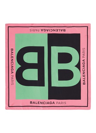 Main View - Click To Enlarge - BALENCIAGA - Double-B logo print silk twill scarf