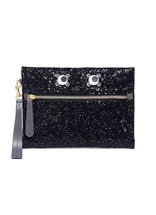 Main View - Click To Enlarge - ANYA HINDMARCH - 'Circulus' eyes glitter leather zip pouch