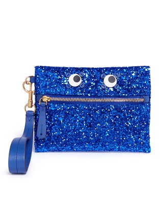 Main View - Click To Enlarge - ANYA HINDMARCH - 'Circulus' eyes glitter leather small zip pouch