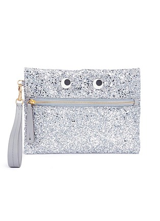 Main View - Click To Enlarge - ANYA HINDMARCH - 'Circulus' eyes glitter leather zip pouch