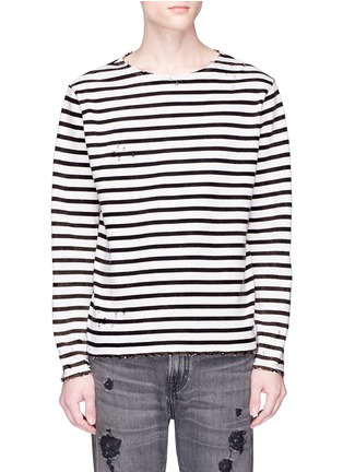 Main View - Click To Enlarge - R13 - Distressed stripe long sleeve T-shirt