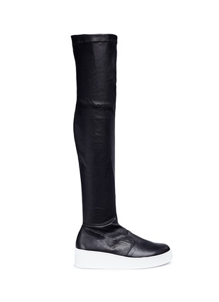 Main View - Click To Enlarge - CLERGERIE - 'Tinatua' stretch calfskin leather knee high platform boots