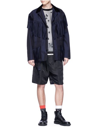 Figure View - Click To Enlarge - SACAI - Stripe outseam belted shorts