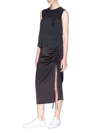 Figure View - Click To Enlarge - NORMA KAMALI - Tiered fringe sleeveless top
