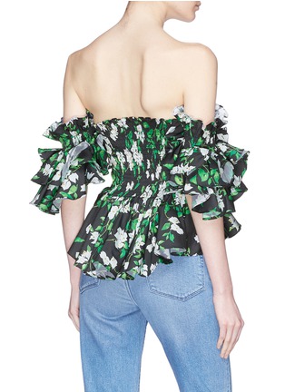Back View - Click To Enlarge - CAROLINE CONSTAS - 'Justina' ruffle floral print off-shoulder top
