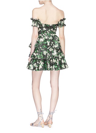 Back View - Click To Enlarge - CAROLINE CONSTAS - 'Helena' bow tie ruffle floral print off-shoulder dress