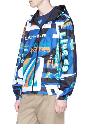 Detail View - Click To Enlarge - KENZO - Reversible slogan print hooded windbreaker jacket