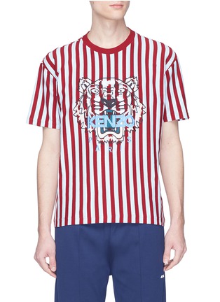 Main View - Click To Enlarge - KENZO - Tiger embroidered stripe T-shirt