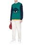 Figure View - Click To Enlarge - KENZO - 'Eye' embroidered stripe sleeve sweater