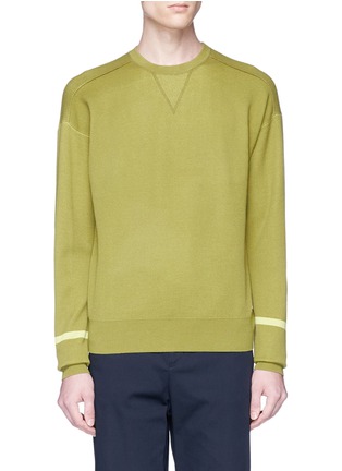 Main View - Click To Enlarge - GEYM - Contrast stripe waffle knit sweater