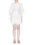 Main View - Click To Enlarge - ZIMMERMANN - 'Whitewave Veil' belted pintuck lace trim mini dress