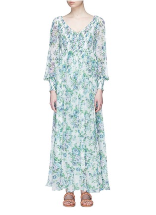 Main View - Click To Enlarge - ZIMMERMANN - 'Whitewave Shirred' floral print georgette maxi dress