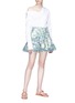 Figure View - Click To Enlarge - ZIMMERMANN - 'Whitewave Laced' cutout floral print organza flip skirt
