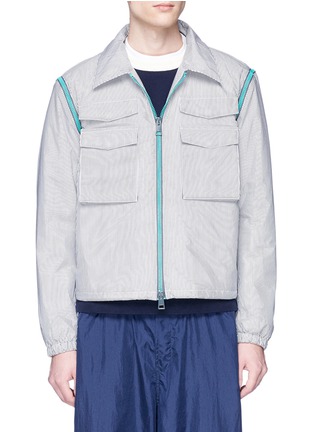Main View - Click To Enlarge - SUNNEI - Detachable sleeve pinstripe coach jacket