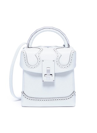 Main View - Click To Enlarge - THE VOLON - 'Box Alice' sculpted handle broguing leather crossbody bag