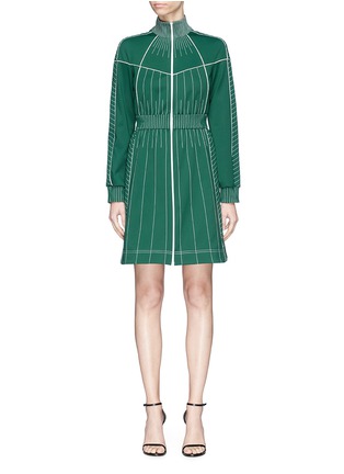 Main View - Click To Enlarge - VALENTINO GARAVANI - Zip front contrast stitching jersey turtleneck dress