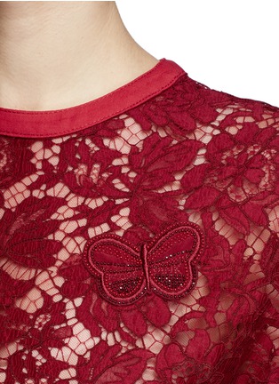 Detail View - Click To Enlarge - VALENTINO GARAVANI - Butterfly appliqué floral guipure lace top