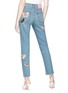 Back View - Click To Enlarge - VALENTINO GARAVANI - Embellished butterfly appliqué cropped straight jeans