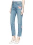 Front View - Click To Enlarge - VALENTINO GARAVANI - Embellished butterfly appliqué cropped straight jeans