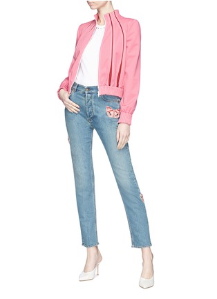 Figure View - Click To Enlarge - VALENTINO GARAVANI - Embellished butterfly appliqué cropped straight jeans