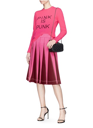 Figure View - Click To Enlarge - VALENTINO GARAVANI - 'Pink is Punk' slogan intarsia virgin wool-cashmere sweater
