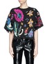 Main View - Click To Enlarge - VALENTINO GARAVANI - Distressed floral embroidered poncho sweater