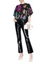 Figure View - Click To Enlarge - VALENTINO GARAVANI - Distressed floral embroidered poncho sweater