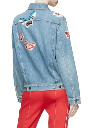 Back View - Click To Enlarge - VALENTINO GARAVANI - Beaded butterfly patch denim jacket