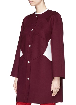 Detail View - Click To Enlarge - VALENTINO GARAVANI - Colourblock hooded virgin wool-cashmere coat