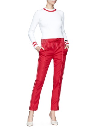 Figure View - Click To Enlarge - VALENTINO GARAVANI - Contrast stitching jersey pants