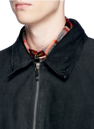 Detail View - Click To Enlarge - SCOTCH & SODA - Faux shearling collar cowskin leather jacket