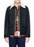 Main View - Click To Enlarge - SCOTCH & SODA - Faux shearling collar cowskin leather jacket